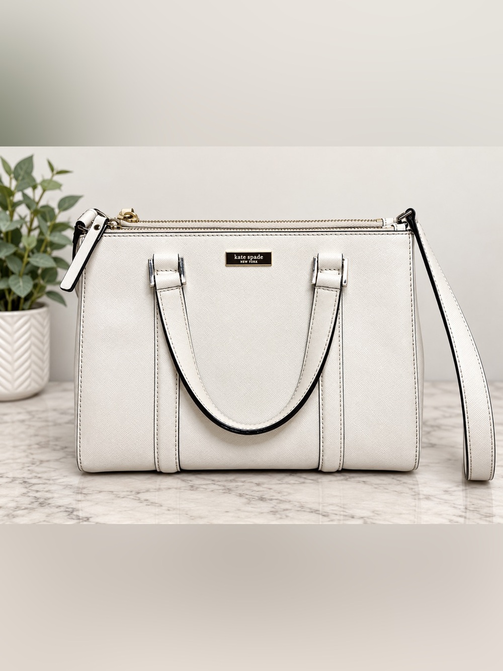 Kate Spade Newbury Lane Small Loden Satchel WKRU2462 Ivory Leather Crossbody